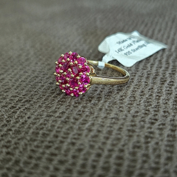 Shivam Lab🧪 Created Pink💕 Ruby Floral🌸 Cluster Ring💍 - NWT - Picture 4 of 16